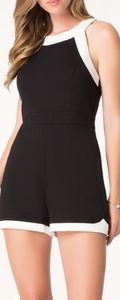 BEBE Black Romper White Trim